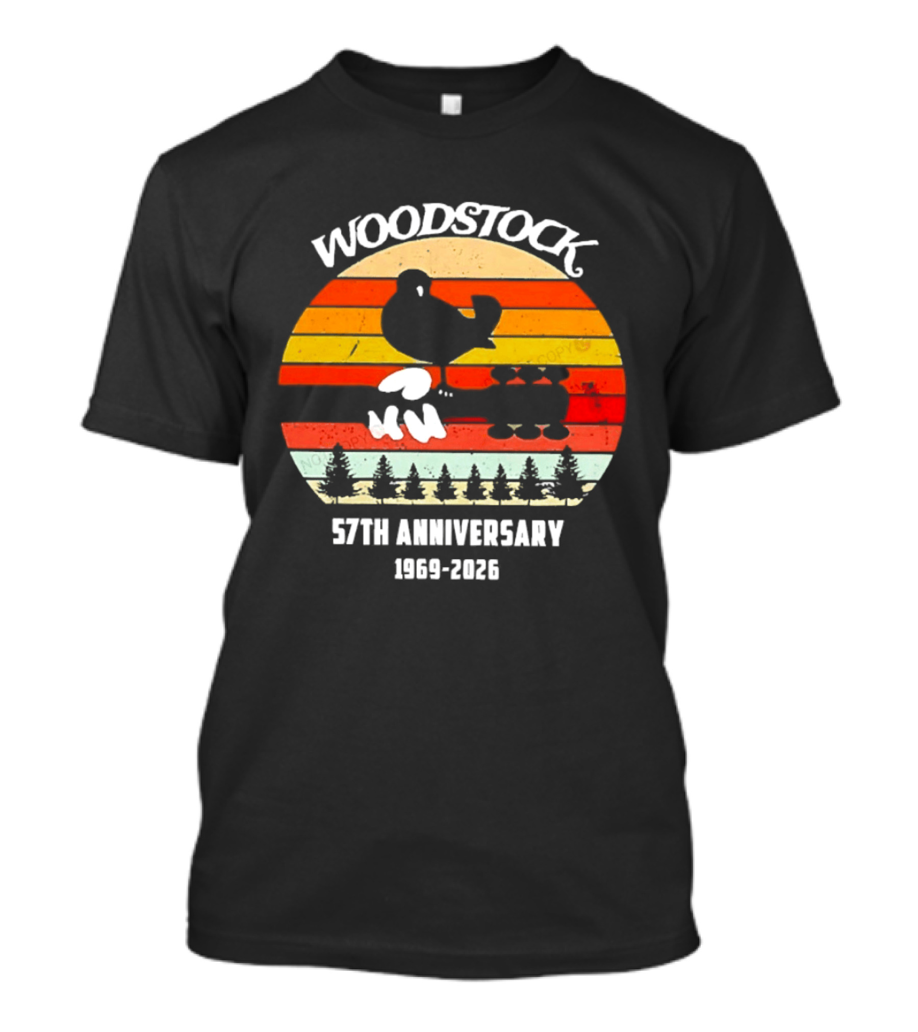 Woodstock 57th Anniversary 1969 2026 Bird Vintage Sunset Stripes T-Shirt