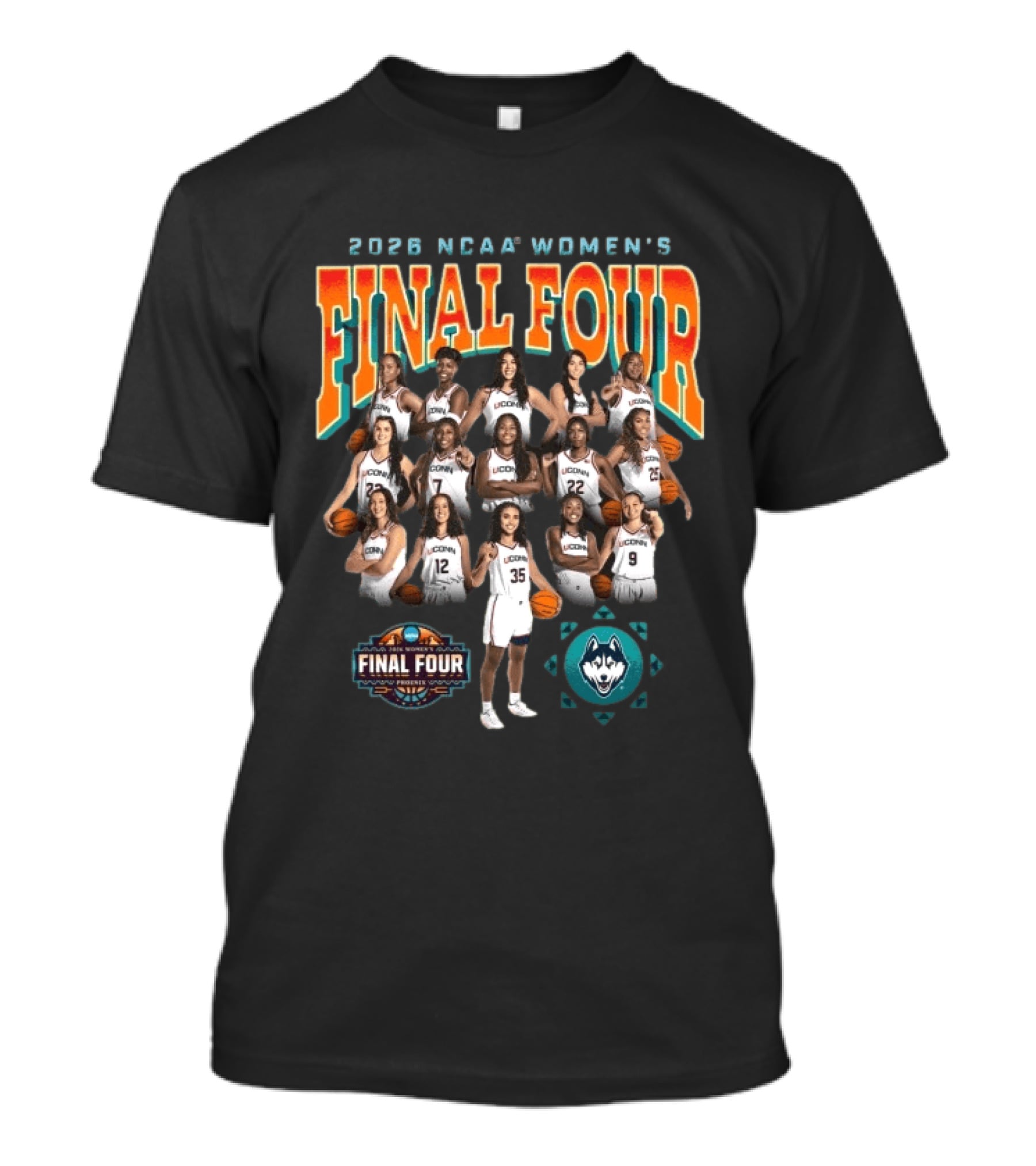2026 NCAA Women's Final Four UConn Huskies Basketball Team T-Shirt