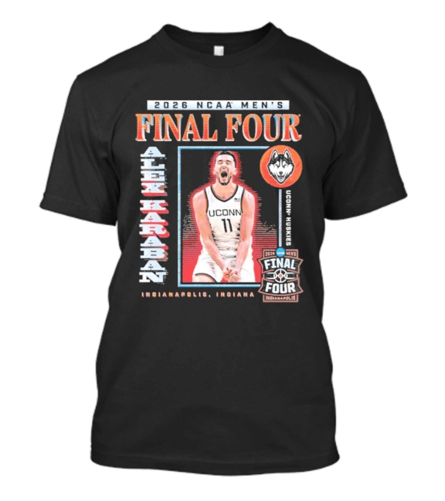 UConn Men's Basketball 2026 NCAA Final Four Alex Karaban Indianapolis Indiana Huskies T-Shirt