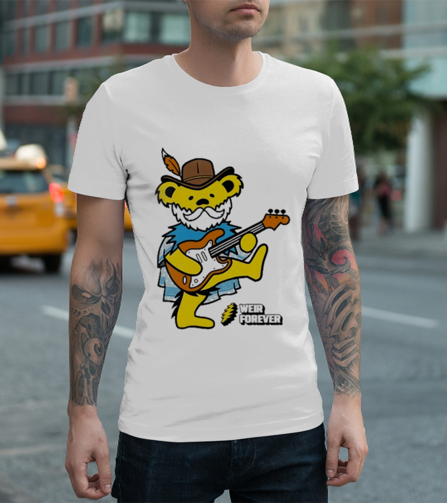 Weir Forever Blue Bear Playing Guitar T-Shirt