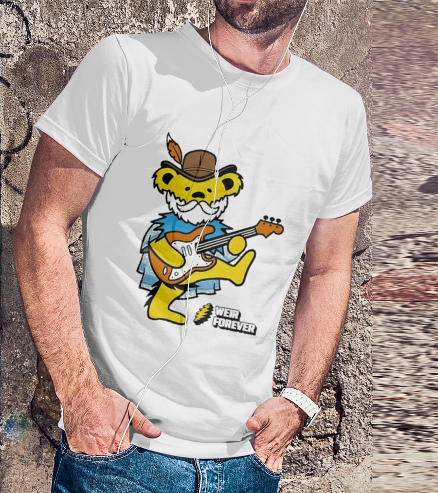Weir Forever Blue Bear Playing Guitar T-Shirt