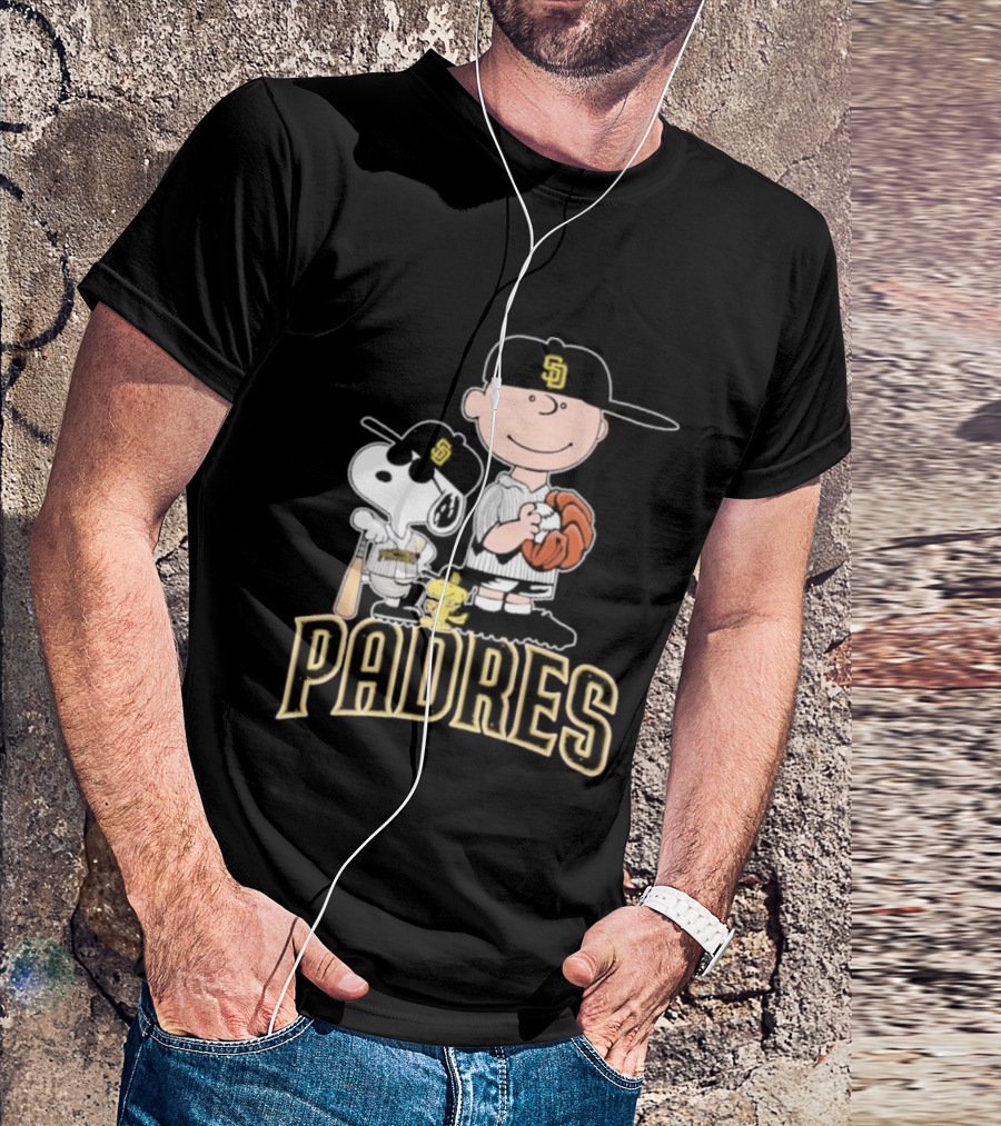 Padres Snoopy Charlie Brown Woodstock Baseball Peanuts T-Shirt