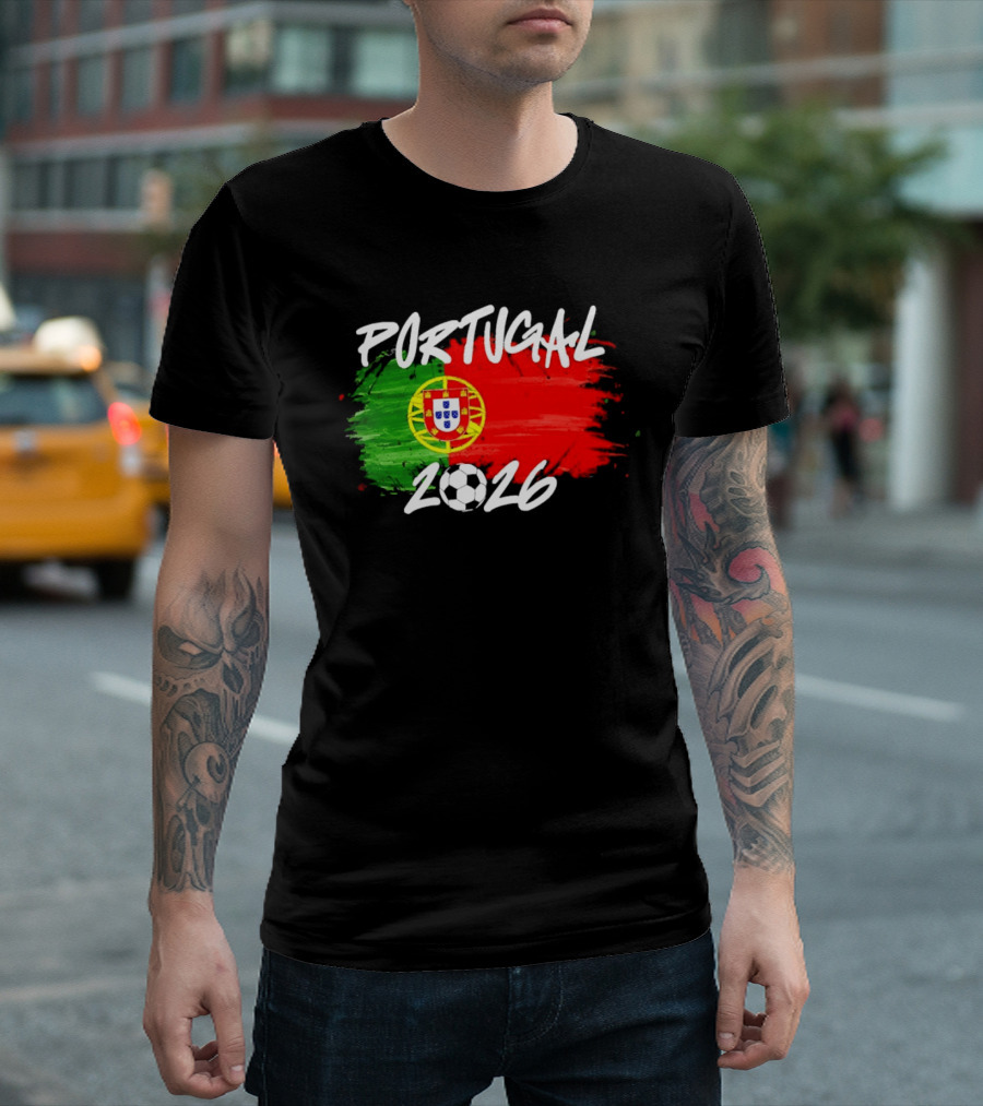 Portugal 2026 Flag With Soccer Ball Paintbrush T-Shirt