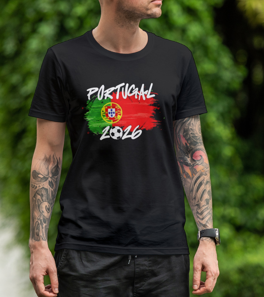 Portugal 2026 Flag With Soccer Ball Paintbrush T-Shirt