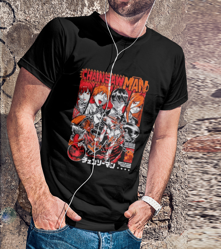 Chainsaw Man Manga Characters Reze Denji Power Aki Hayakawa Manga Cover T-Shirt