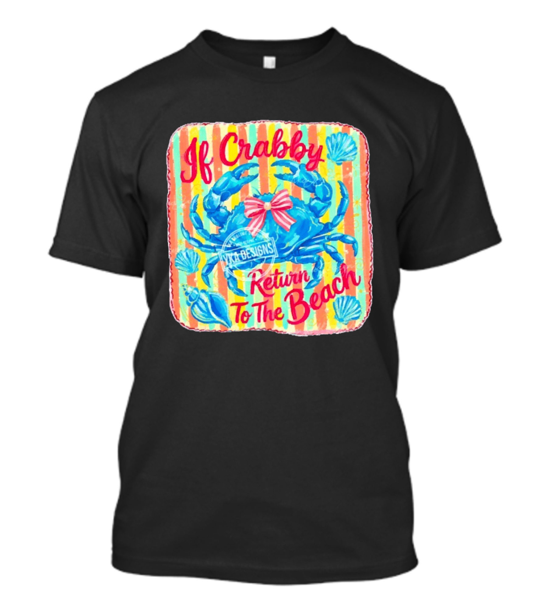 If Crabby Return To The Beach Crab Stripes And Shells T-Shirt