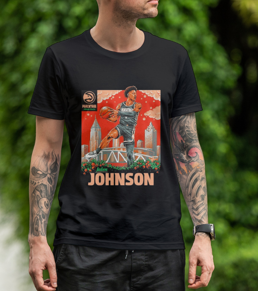 Atlanta Hawks Jalen Johnson Peachtree Skyline Basketball T-Shirt