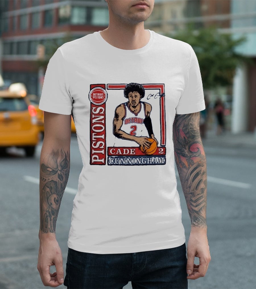 Detroit Pistons Cade Cunningham Basketball Number 2 T-Shirt