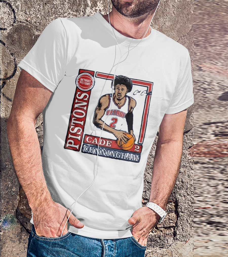 Detroit Pistons Cade Cunningham Basketball Number 2 T-Shirt
