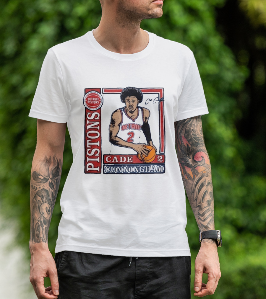 Detroit Pistons Cade Cunningham Basketball Number 2 T-Shirt