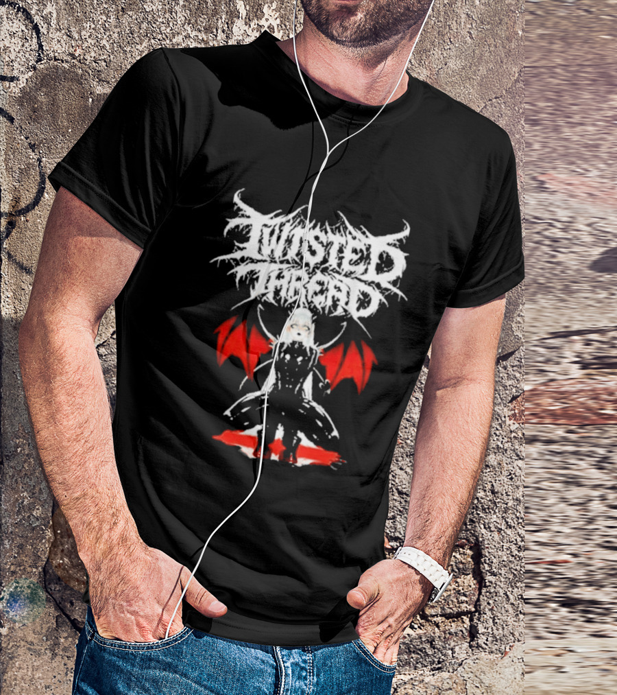 Twisted Thread Dark Angel Red Wings White T-Shirt