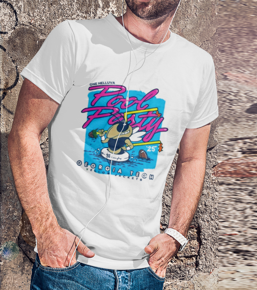 Georgia Tech Yellow Jackets Pool Party Buzz Drinking Summer Vibes T-Shirt