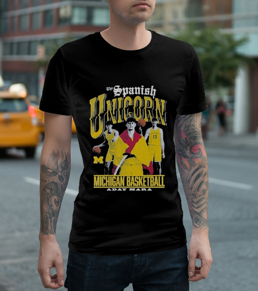 Spanish Unicorn Michigan Basketball Aday Mara Players With Basketball T-Shirt