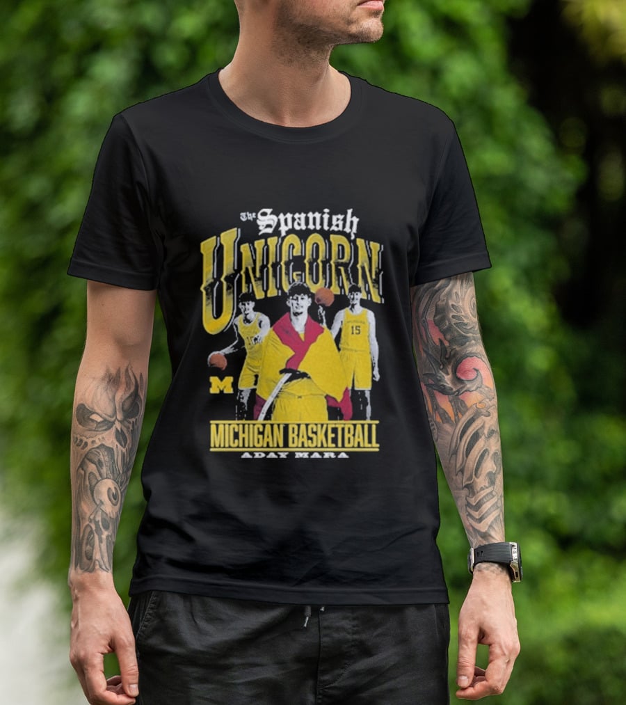 Spanish Unicorn Michigan Basketball Aday Mara Players With Basketball T-Shirt