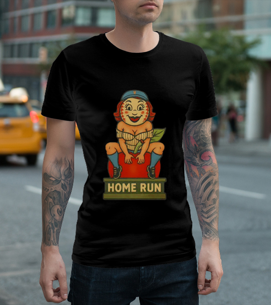Mrs Met Home Run New York Mets Vintage Baseball Pin Up T-Shirt