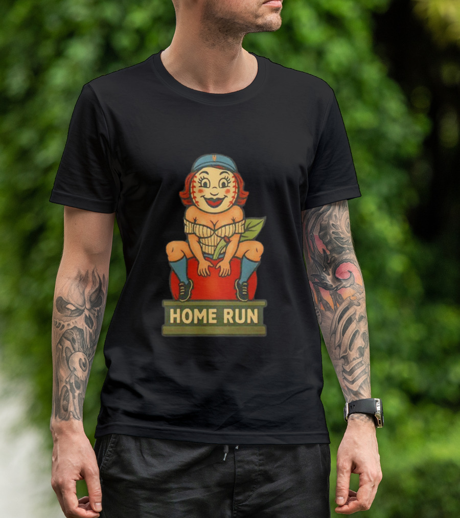 Mrs Met Home Run New York Mets Vintage Baseball Pin Up T-Shirt