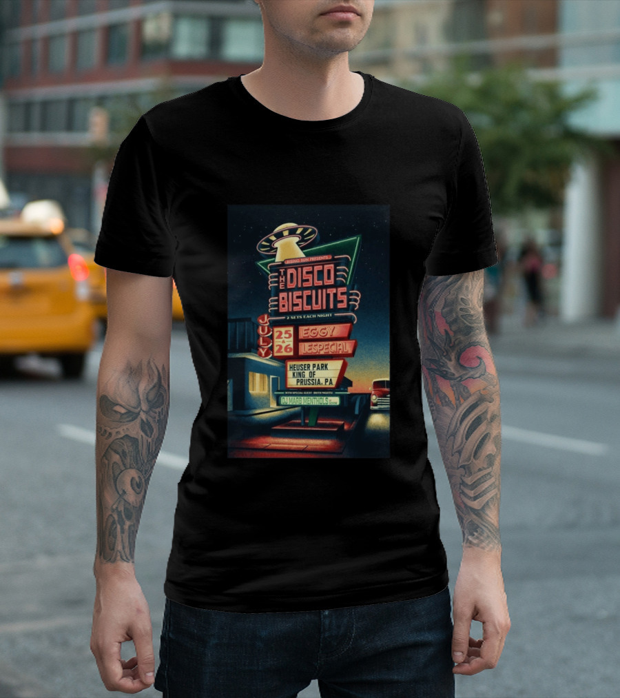 Rising Sun Presents The Disco Biscuits July 25 Eggy 26 Lespecial Heuser Park King Of Prussia PA T-Shirt
