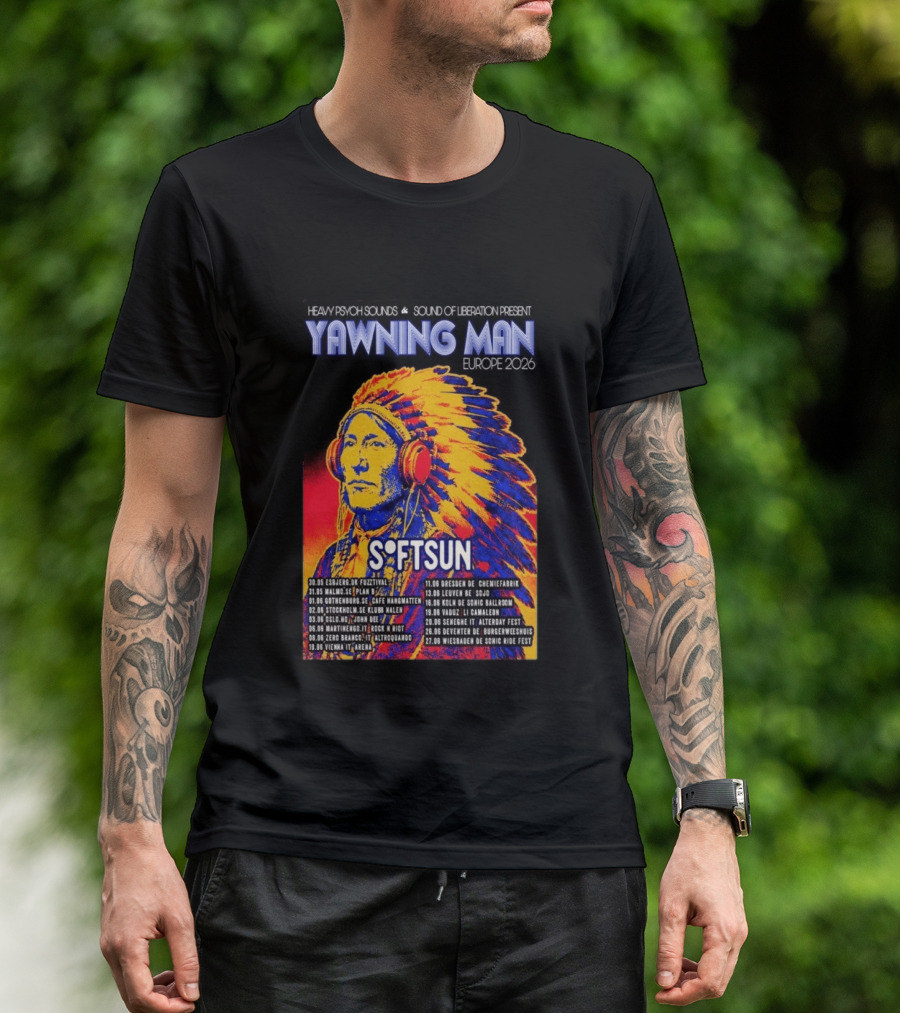 Heavy Psych Sounds Yawning Man Softsun Europe 2026 Tour T-Shirt