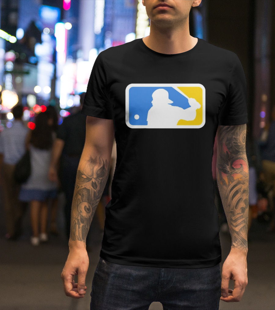 MLB The Kid Batter Silhouette Blue Yellow T-Shirt