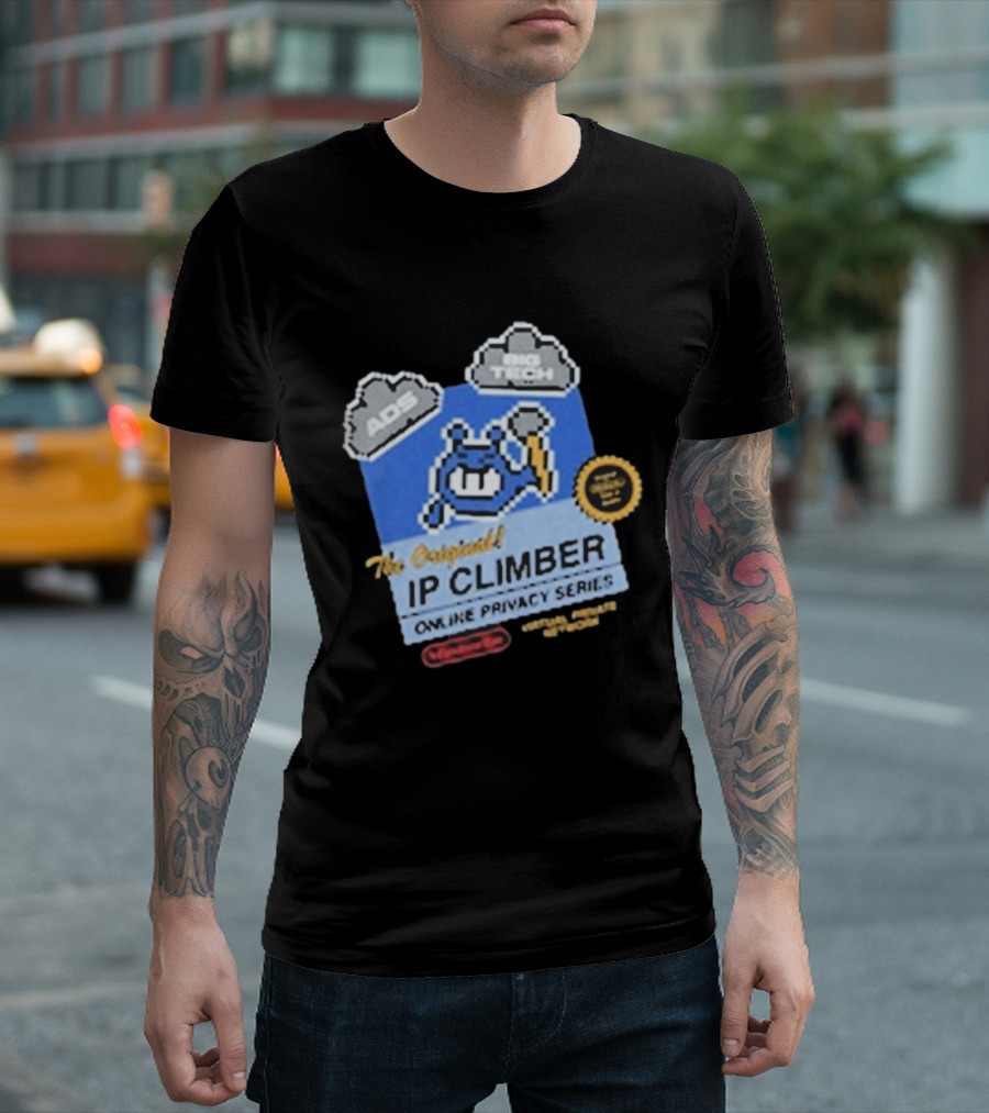 The Original IP Climber Online Privacy Series Retro Tech AOS Pixel Gaming T-Shirt