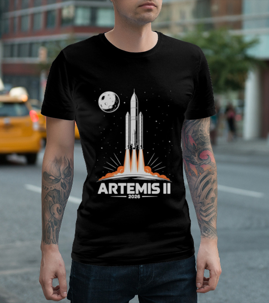 Artemis II 2026 Rocket Launch To The Moon With Spacecraft And Moon T-Shirt