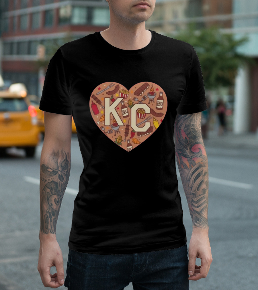KC Heart BBQ With Grills Ribs And Sauce T-Shirt
