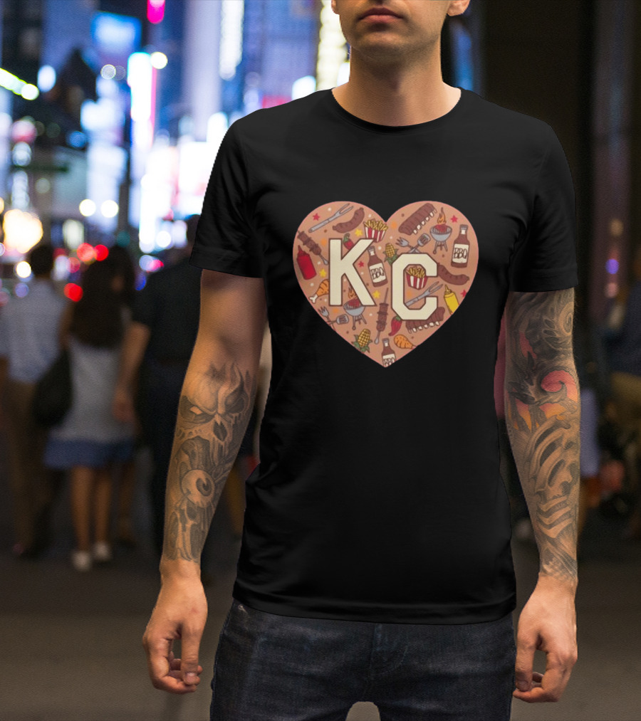 KC Heart BBQ With Grills Ribs And Sauce T-Shirt