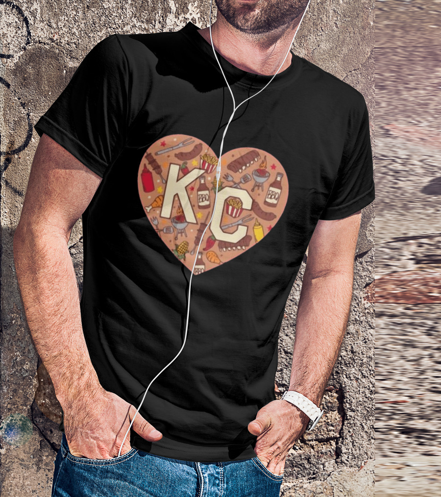 KC Heart BBQ With Grills Ribs And Sauce T-Shirt