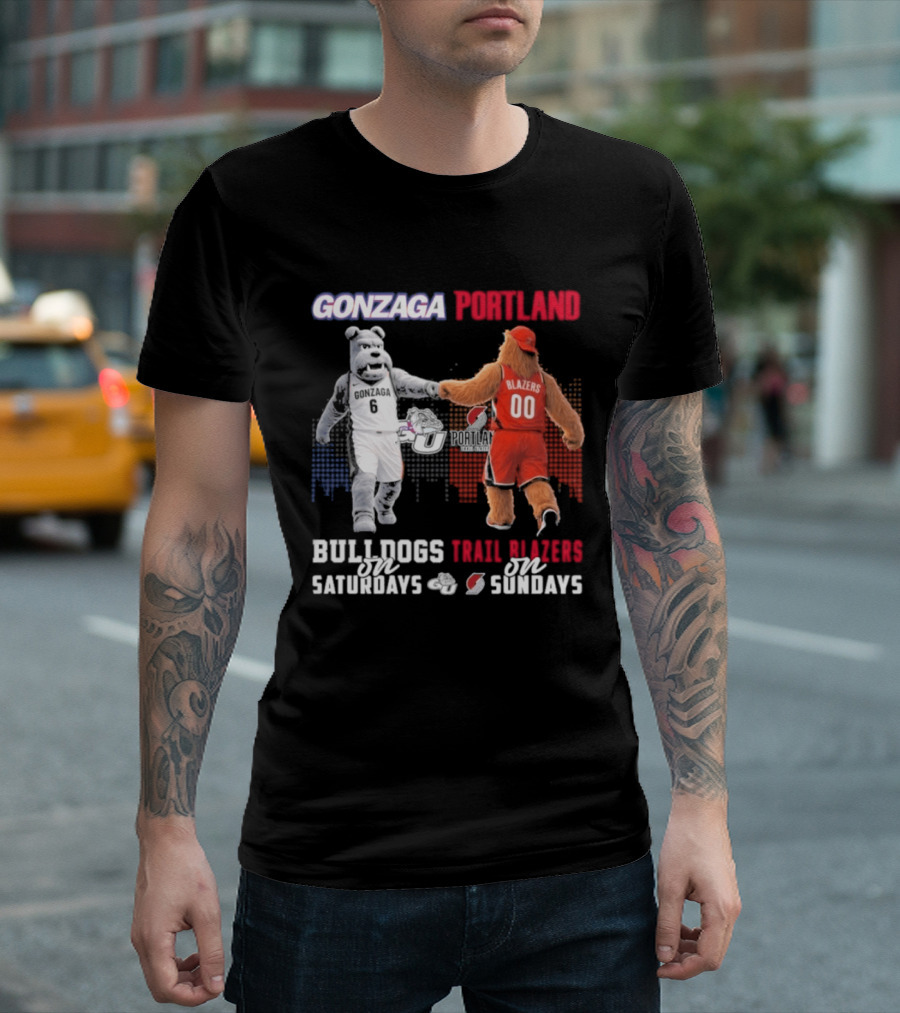 Gonzaga Bulldogs Saturdays Portland Blazers Sundays Sports Fans Mascots T-Shirt