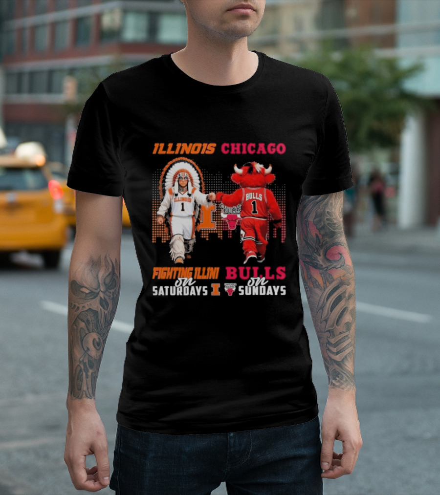 Illinois Fighting Illini On Saturdays Chicago Bulls On Sundays T-Shirt