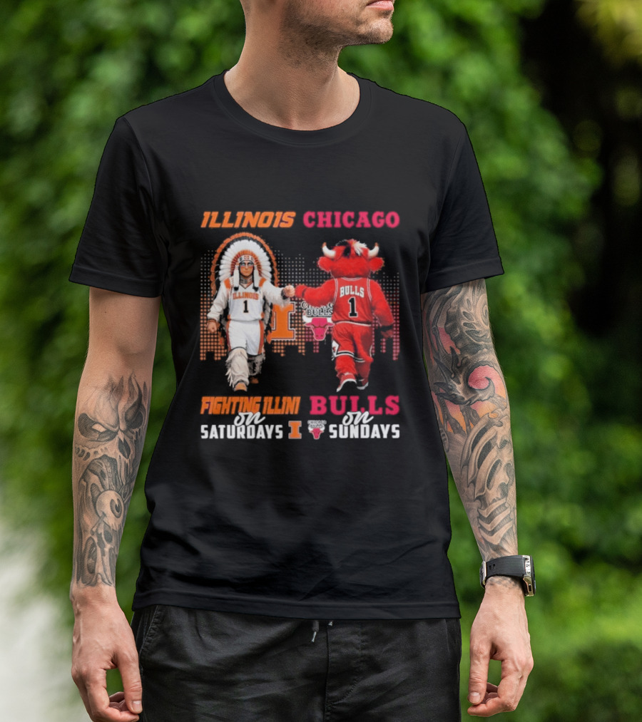 Illinois Fighting Illini On Saturdays Chicago Bulls On Sundays T-Shirt