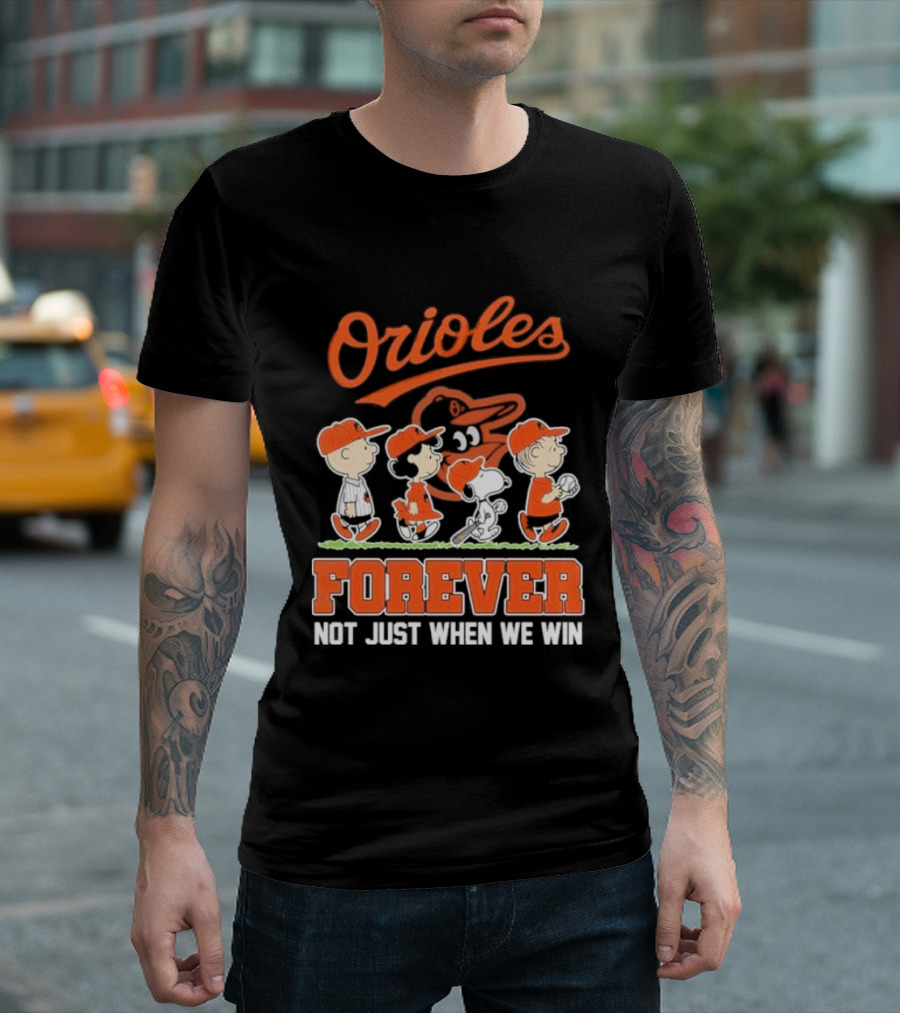 Orioles Forever Peanuts Characters Baseball Team Spirit T-Shirt