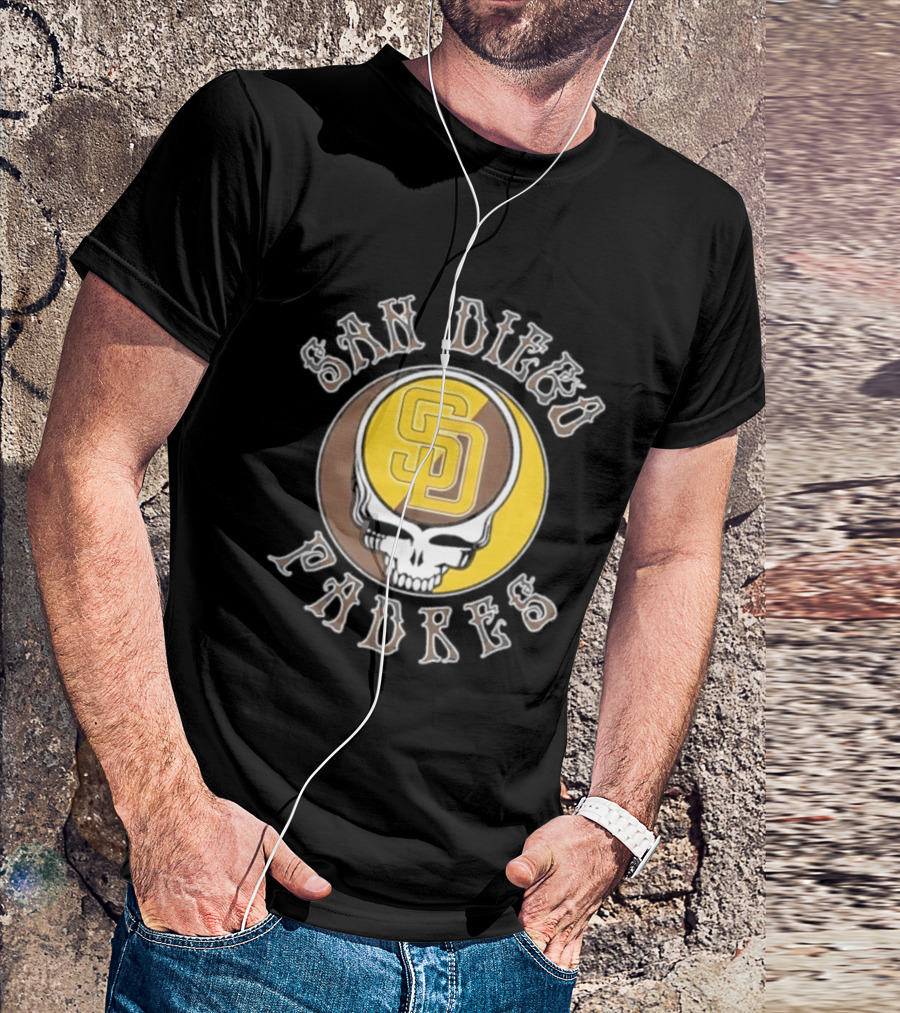 San Diego Padres SD Skull Brown Yellow T-Shirt
