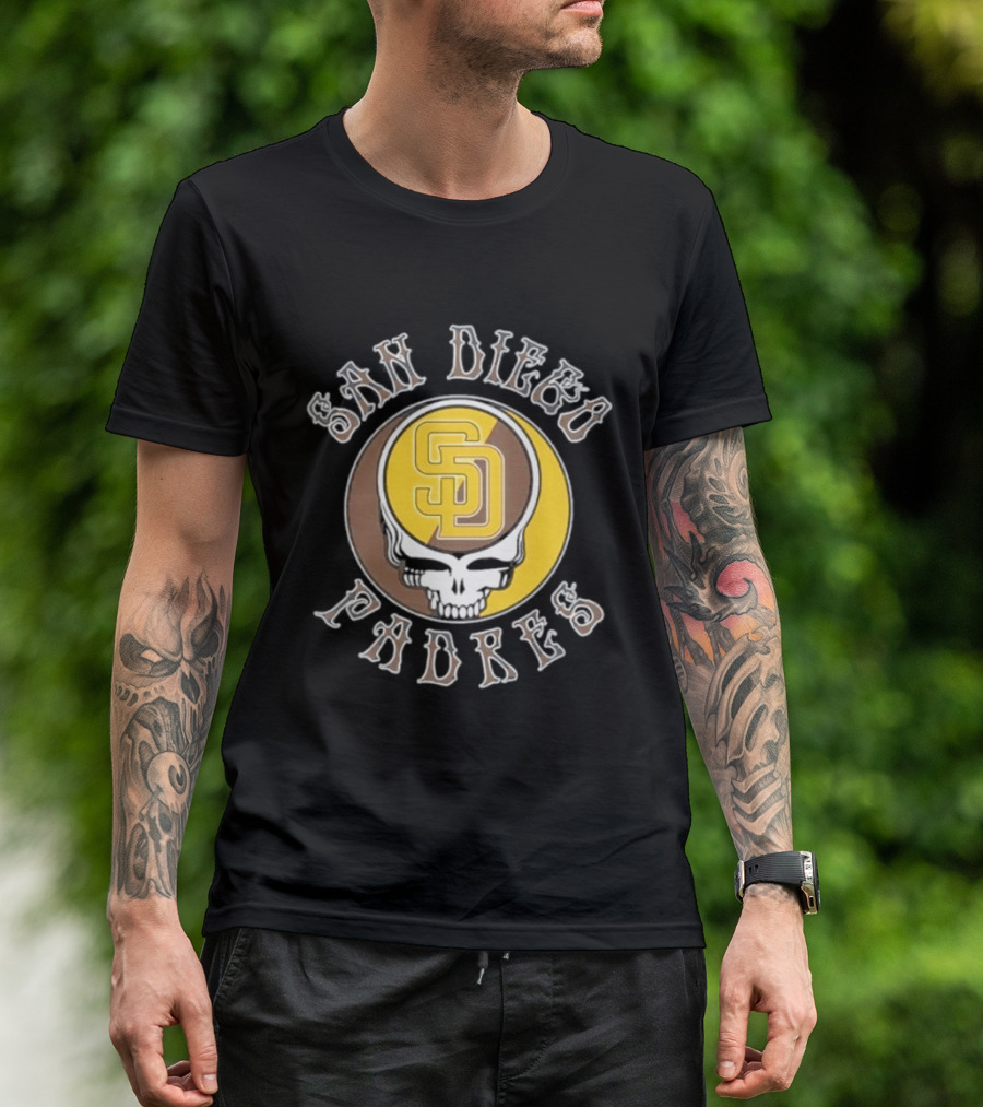 San Diego Padres SD Skull Brown Yellow T-Shirt