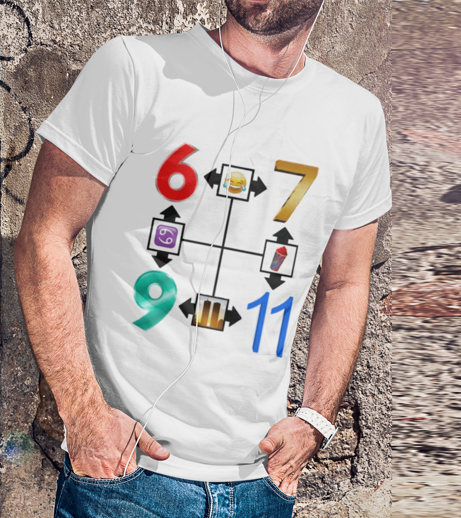 67 69 9 11 Emoji Directional Symbols With Laughing Face Crying Tears T-Shirt