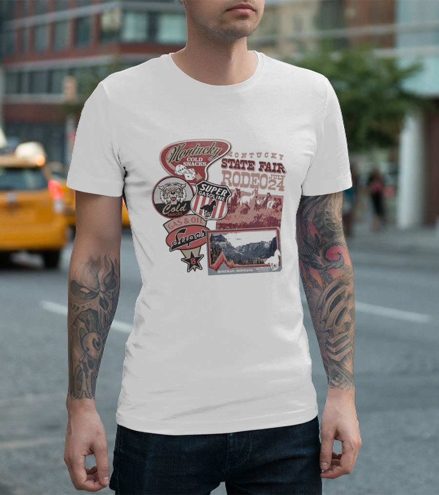 Montucky Cold Snacks Super Premium Lager Gas Oil Rodeo Signs T-Shirt