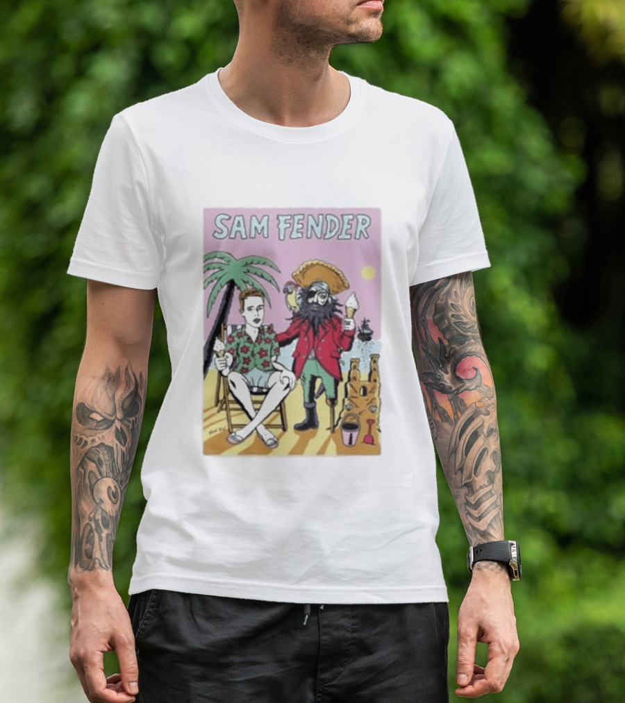 Sam Fender Tropical Pirate Ice Cream Adventure Scene T-Shirt