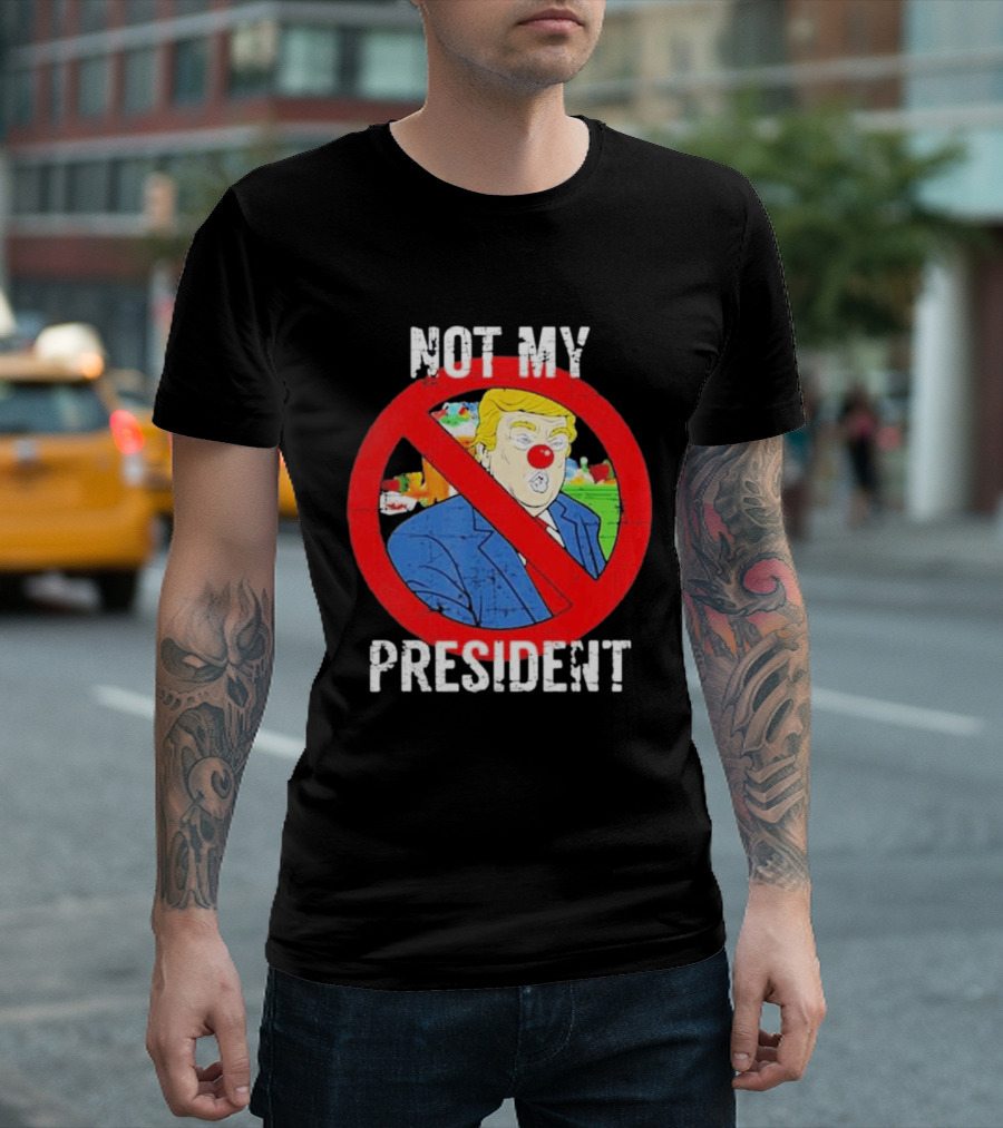 Not My President Trump Clown Red Circle T-Shirt