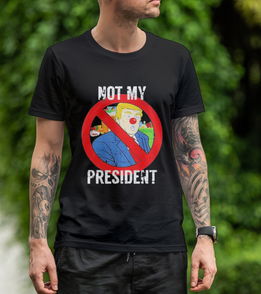 Not My President Trump Clown Red Circle T-Shirt