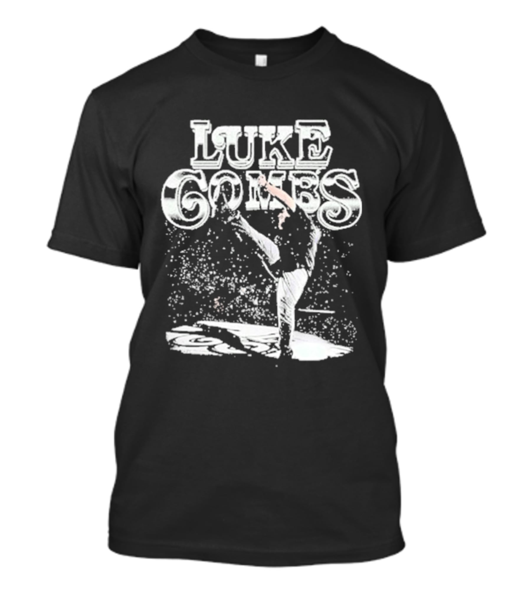 Luke Combs Stage Performance Art With Microphone And Hands Up Gesture T-Shirt