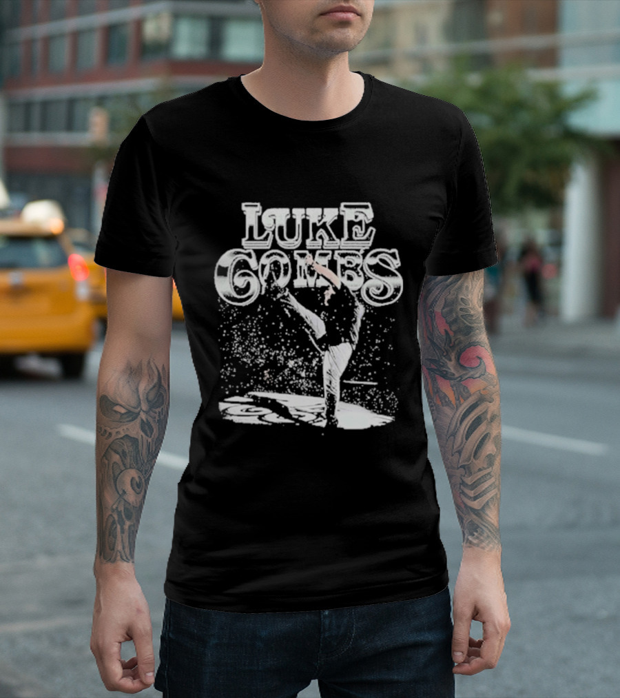 Luke Combs Stage Performance Art With Microphone And Hands Up Gesture T-Shirt