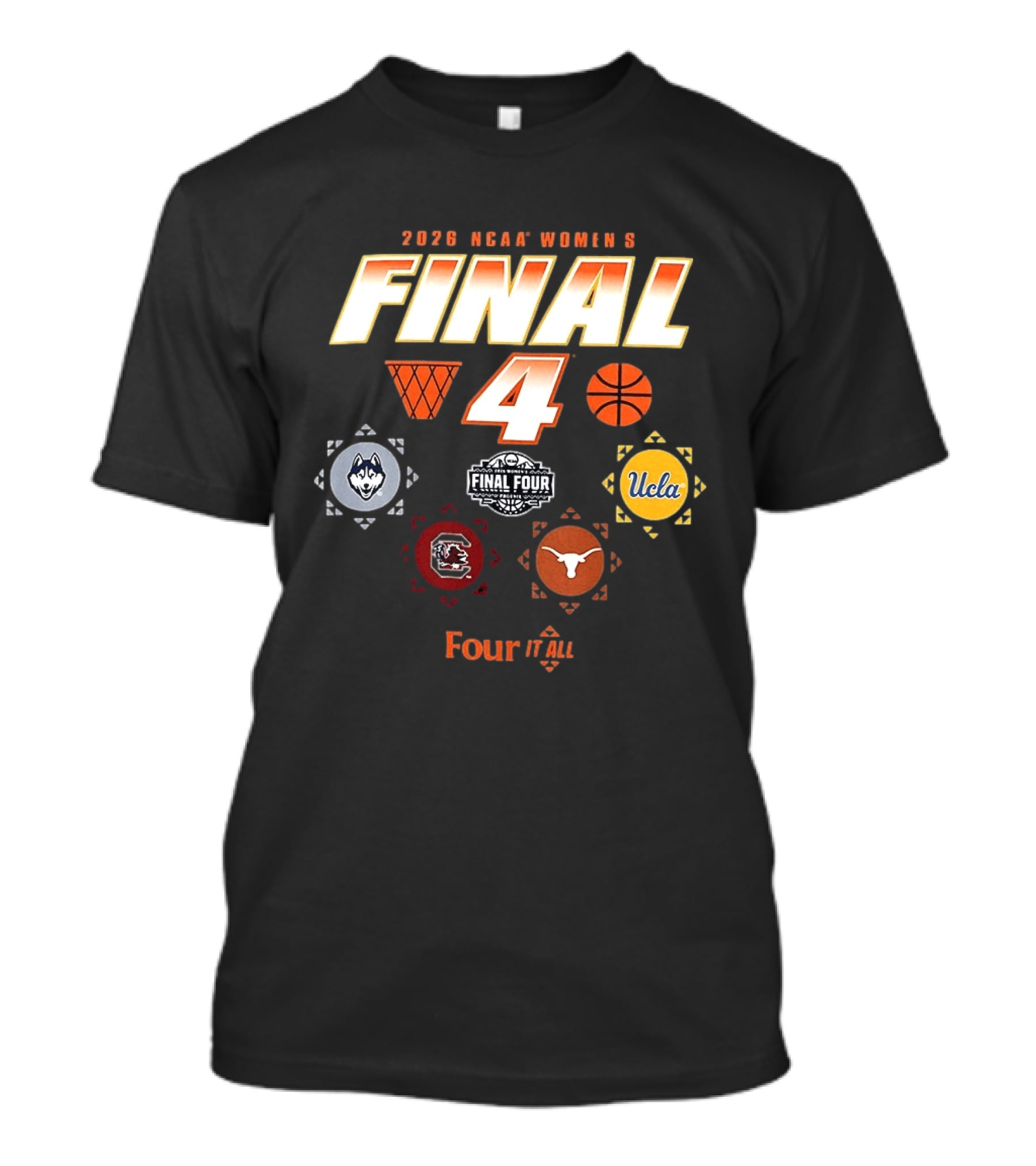 2026 NCAA Women's Final Four March Madness UConn South Carolina Texas UCLA Basketball Tournament T-Shirt