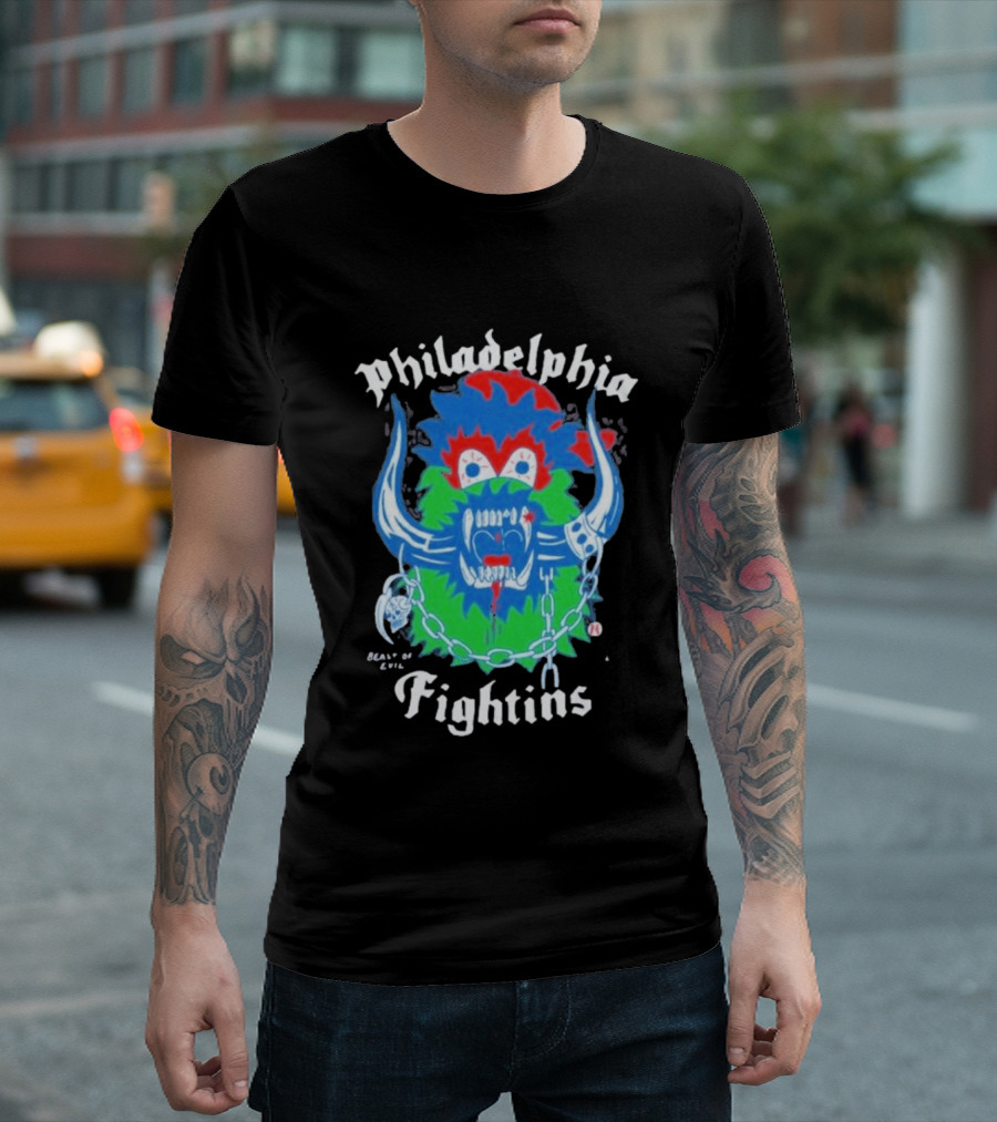 Philadelphia Heavyslime Beast Of Evil Fightins Teeth Chains Monster T-Shirt