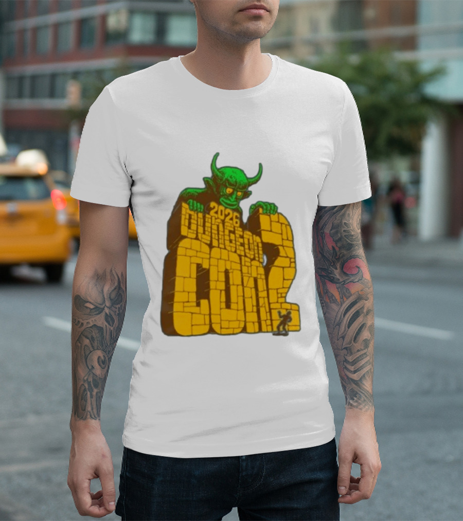 2026 Dungeon Con 2 Goodman Games Logo Green Monster T-Shirt