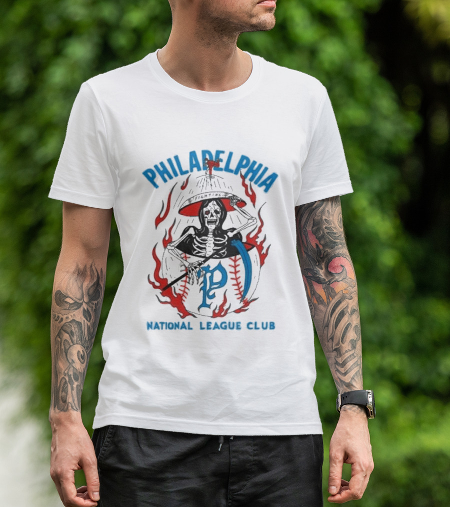 Philadelphia Heavyslime Skeleton P National League Club T-Shirt