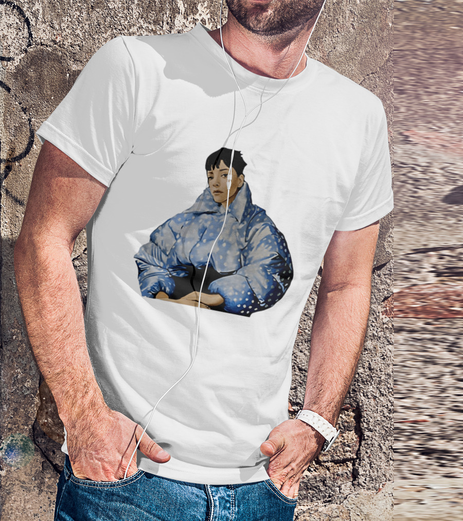 Lily Allen West End Girl Blue Polka Dot Puffer Jacket Style Fashion T-Shirt