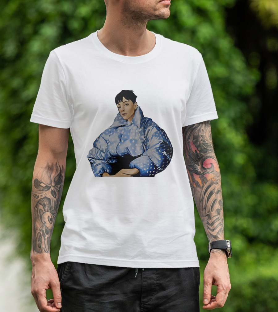 Lily Allen West End Girl Blue Polka Dot Puffer Jacket Style Fashion T-Shirt