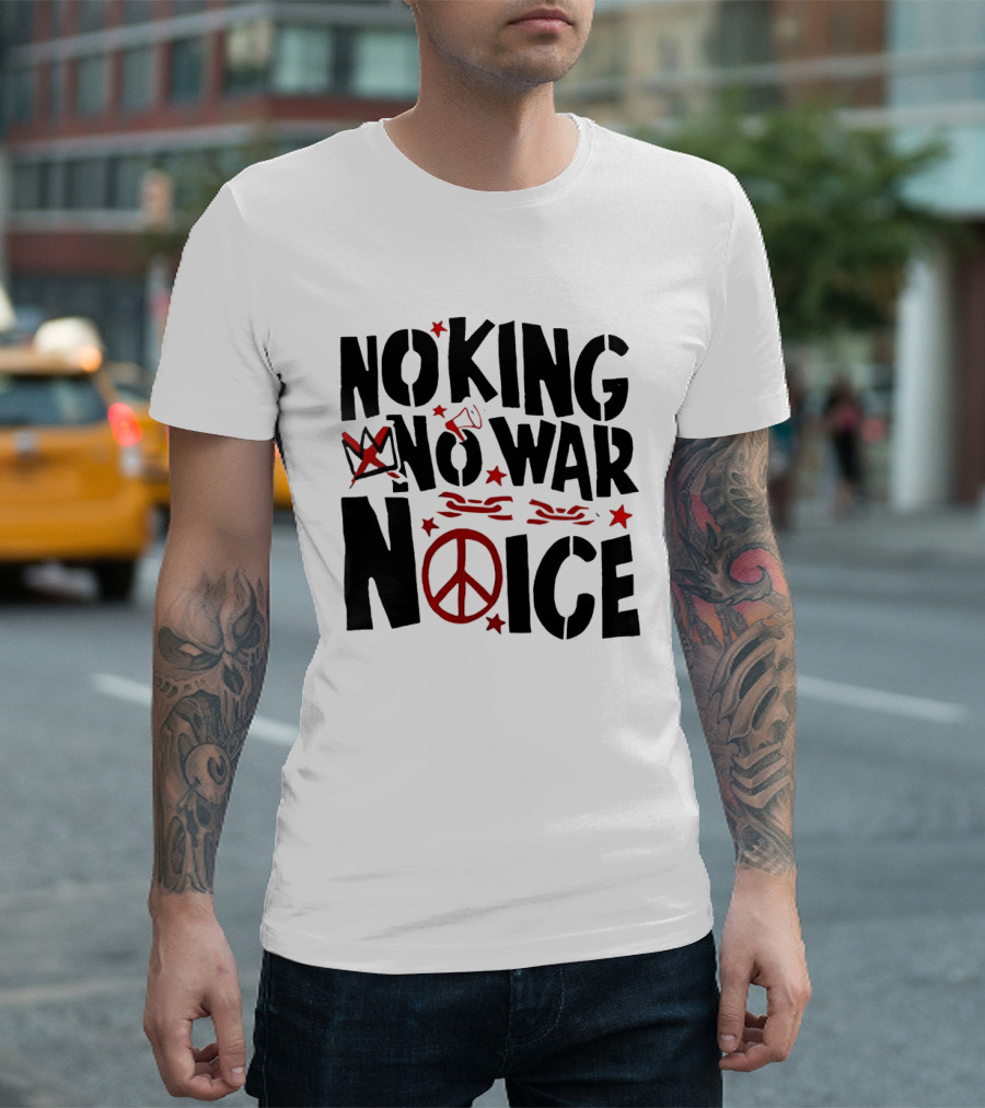 No King No War Peace Symbol Chain And Crown T-Shirt
