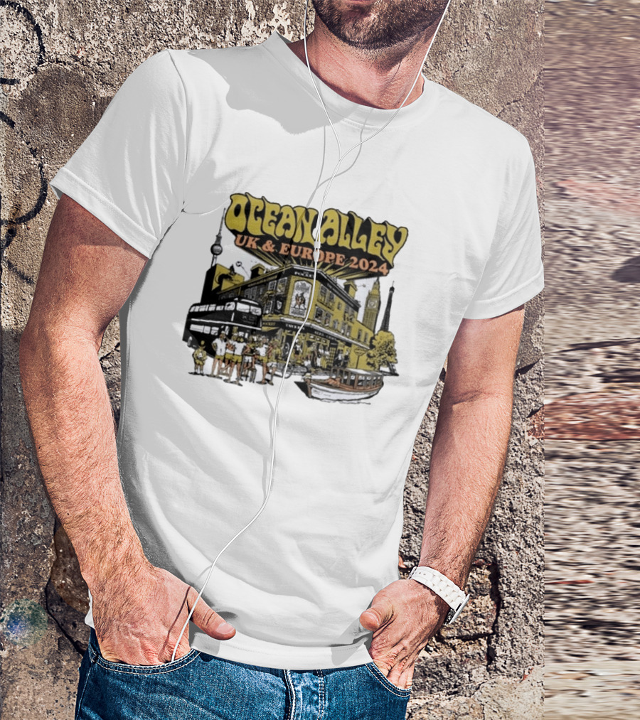 Ocean Alley UK And Europe 2024 Tour Pocket Tavern Scene With Landmarks T-Shirt