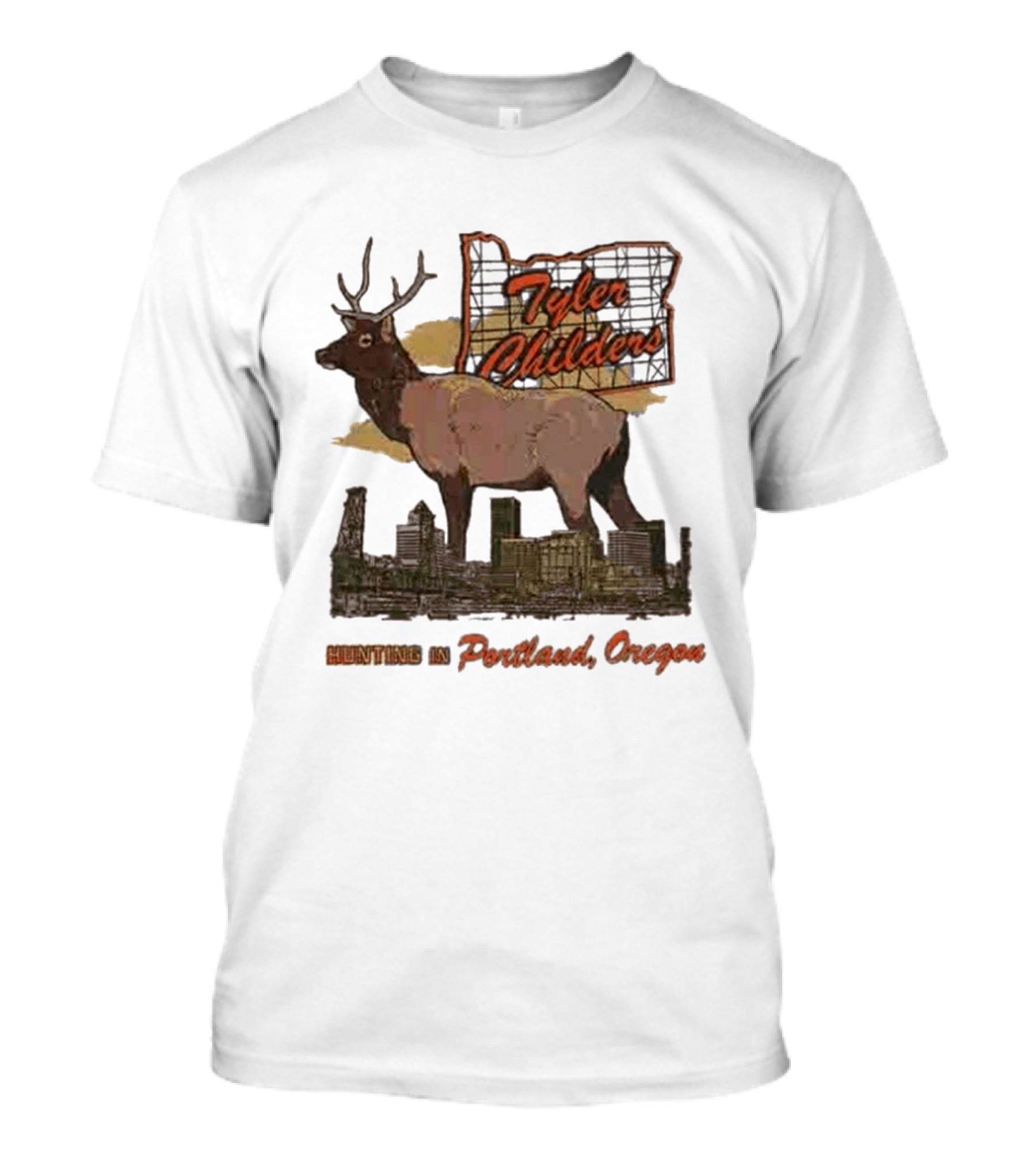 Tyler Childers Hunting In Portland Oregon Elk Skyline T-Shirt